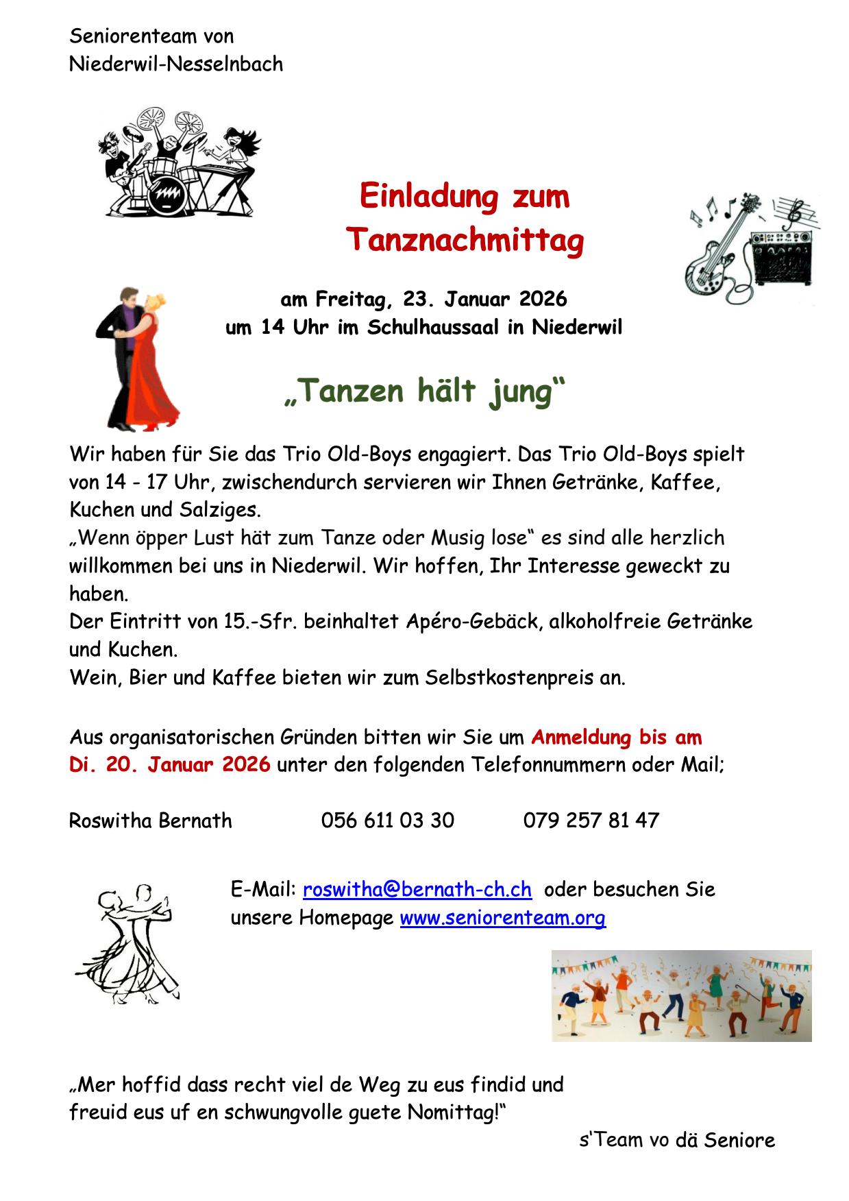 Einladung Tanznachmittag